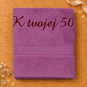 vysivana-osuska-k-tvojej-50 Staroružová vyšívaná froté osuška s bordovým kaligrafickým nápisom K tvojej 50