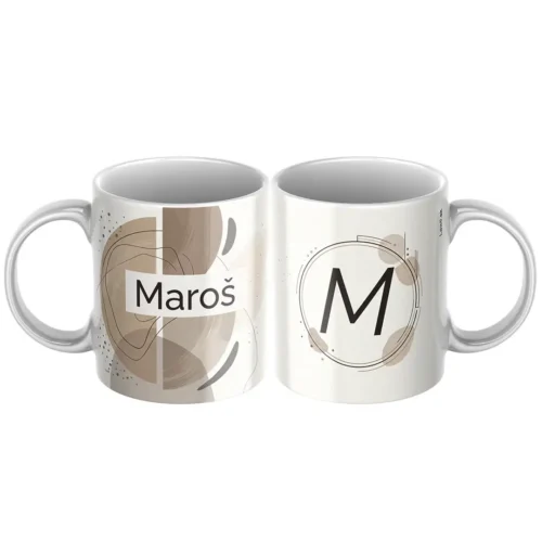 hrncek-s-menom-Maros Keramický hrnček s menom Maroš a zemito-abstraktným motívom