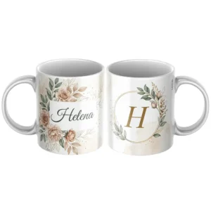 hrncek-s-menom-helena Keramický hrnček s menom Helena a vintage kvetinovým motívom