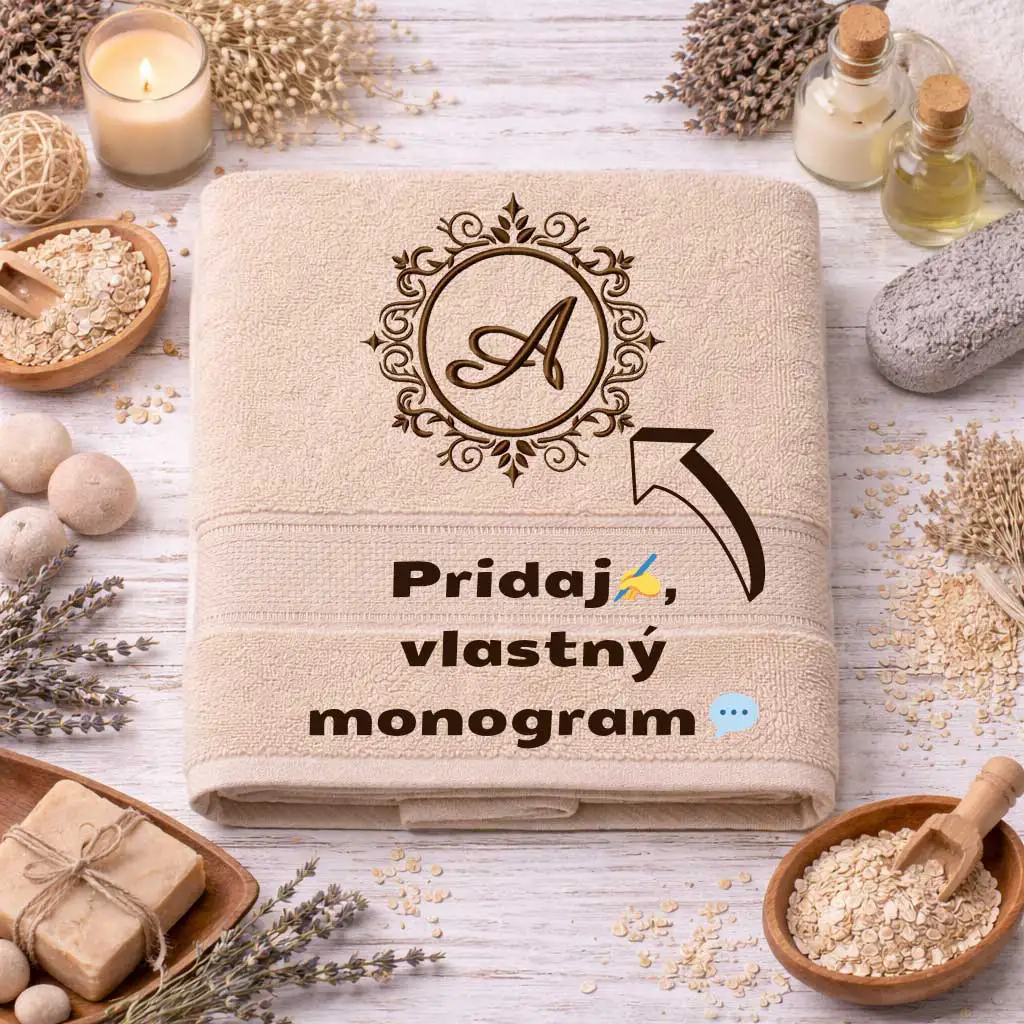 Prémiová froté osuška s vlastným vyšitým monogramom v ornamentálnom ráme