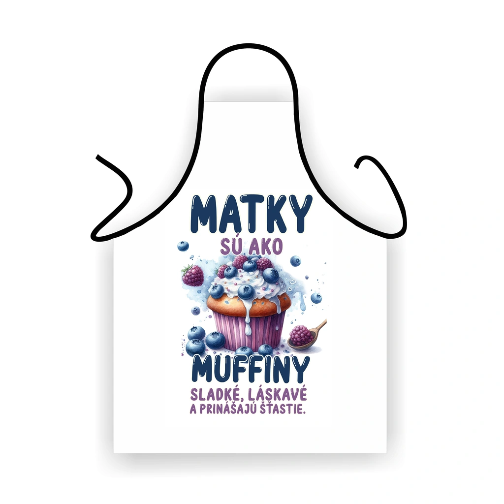 Biela zástera Matky sú ako muffiny s motívom ovocného muffinu Zástera - Matky sú ako muffiny